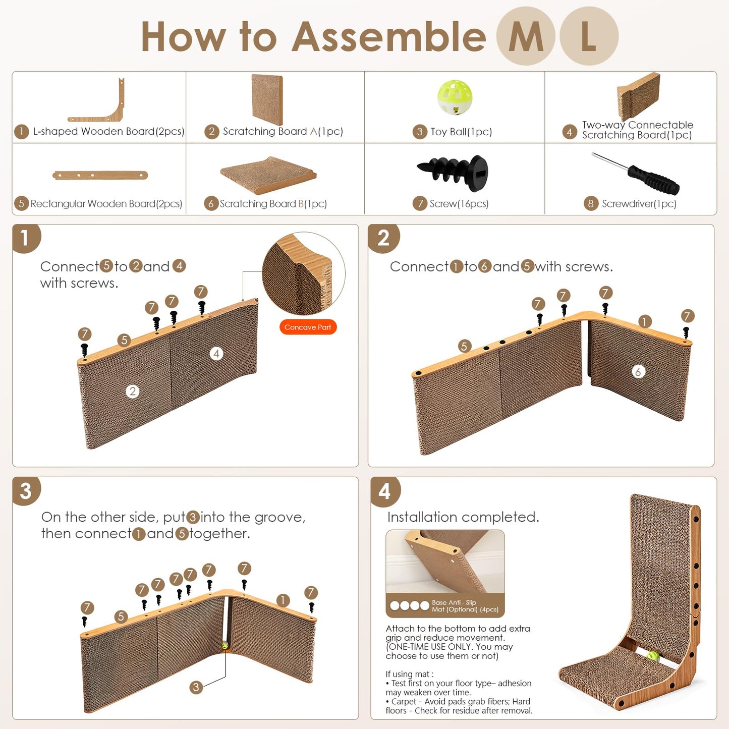 EHEYCIGA Cardboard Cat Scratching Board – Large
