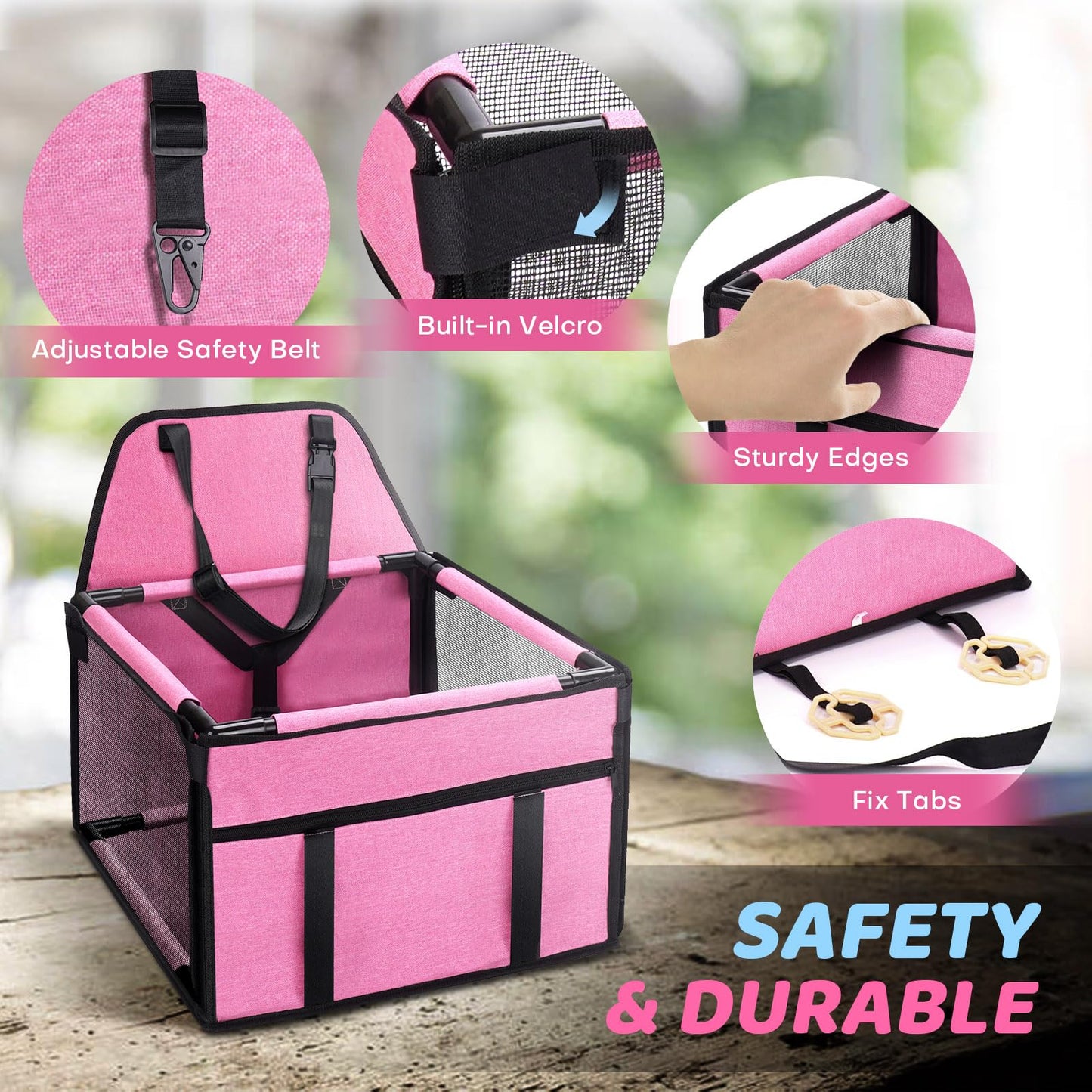 GENORTH Portable Pet Car Seat for Small Dogs